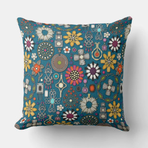 Boho Jewel Treasures Pauw blauw Kussen