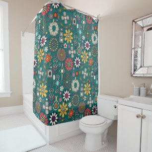 Boho Jewel Treasures Viridian Green Douchegordijn