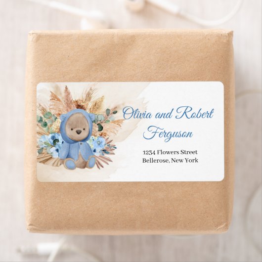 Boho jongen teddy pampa's baby etiket (Insitu)