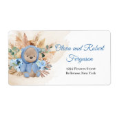 Boho jongen teddy pampa's baby etiket (Voorkant)