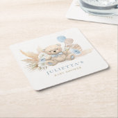 Boho Jongen Teddybeer Baby Shower Feestdecoraties Kartonnen Onderzetters (Schuin)