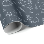 Boho Jongens Pasen Cute Bunny Konijn Gans Donkerbl Cadeaupapier (Rol Hoek)