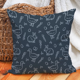 Boho Jongens Pasen Cute Bunny Konijn Gans Donkerbl Kussen