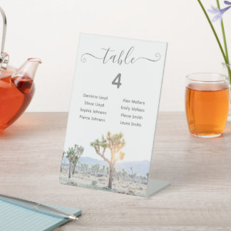 Boho Joshua Tree Greenery Wedding Seating Chart Reclamebord Met Voetstuk