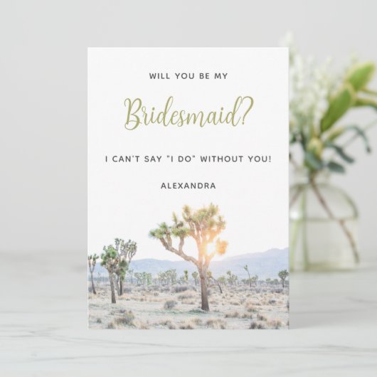 Boho Joshua Tree Wil Je Mijn Bruidsmeisje Zijn Kaart (Staand voorkant)