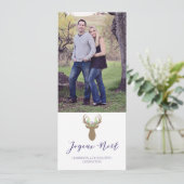 Boho Joy Christmas Rendier Typografie Foto Feestdagenkaart (Staand voorkant)