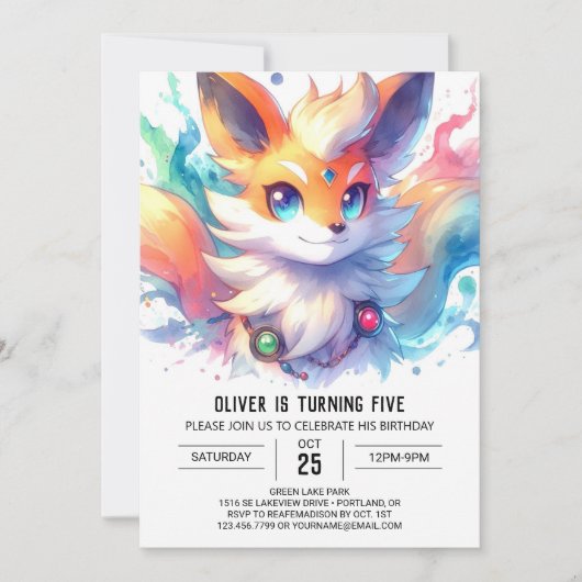 Boho Joyful Fox Verjaardag Kaart (Voorkant)
