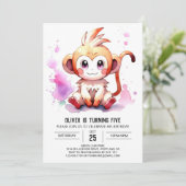 Boho Joyful Monkey Verjaardag Kaart (Staand voorkant)