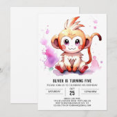 Boho Joyful Monkey Verjaardag Kaart (Voorkant / Achterkant)