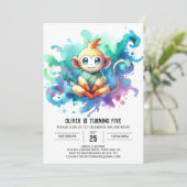 Boho Joyful Monkey Verjaardag Kaart (Staand voorkant)