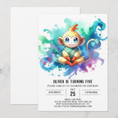 Boho Joyful Monkey Verjaardag Kaart (Voorkant / Achterkant)