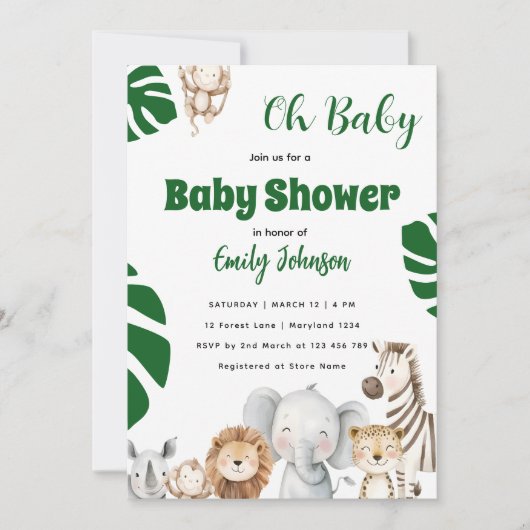 Boho Jungle Baby Shower Kaart (Voorkant)