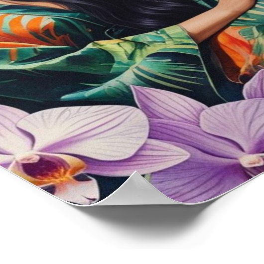 Boho Jungle Dreamscape White Tiger & Woman Poster (Hoek)