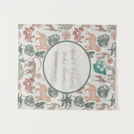 Boho Jungle Safari Baby Borrel Wandkleed (Voorkant (horizontaal))