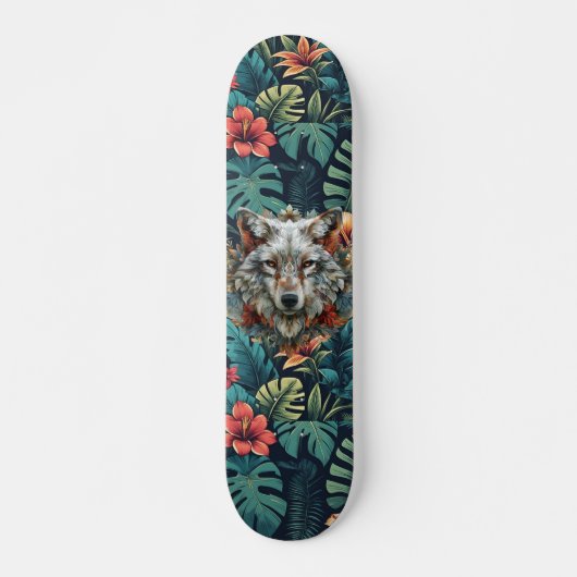Boho Jungle White Wolf Skateboard  (Voorkant)