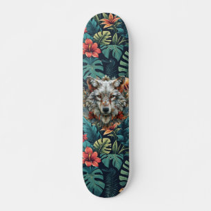 Boho Jungle Witte Wolf Skateboard