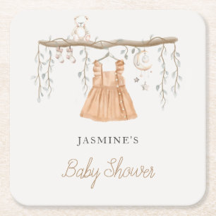 Boho Jurk Kleding Meisje Baby shower Kartonnen Onderzetters