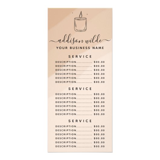 Boho Kaarsenbedrijf Rack Card | Scan de QR-code Reclamekaart (Voorkant)
