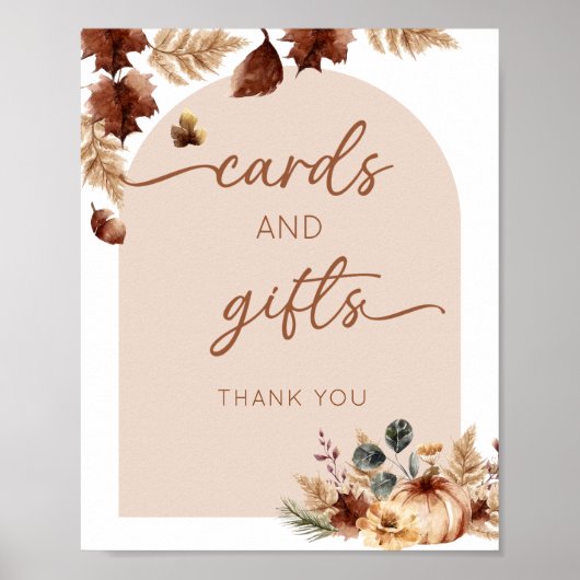 Boho Kaarten en cadeaubordje | Terracotta Florals Poster (Voorkant)