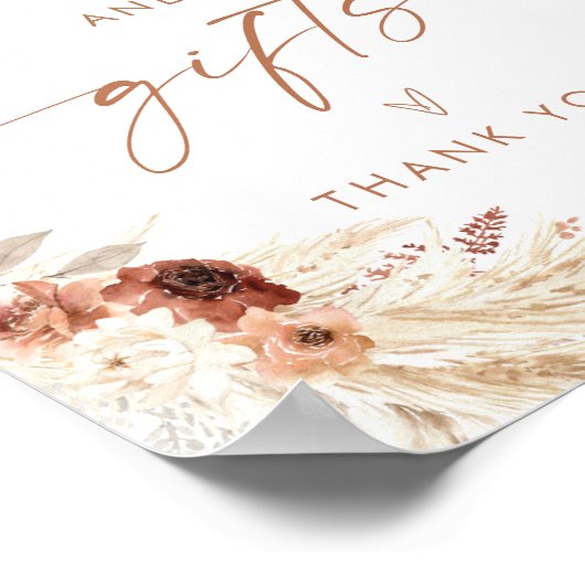 Boho Kaarten en cadeaubordje | Terracotta Florals Poster (Hoek)