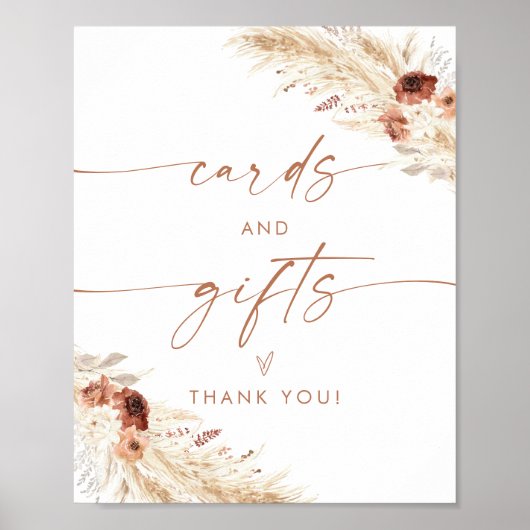 Boho Kaarten en cadeaubordje | Terracotta Florals Poster (Voorkant)