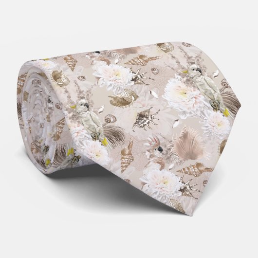Boho Kaketoe Bloemen Heren Das (Opgerold)