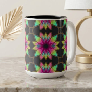 Boho Kaleidoscoop Feest Tweekleurige Koffiemok