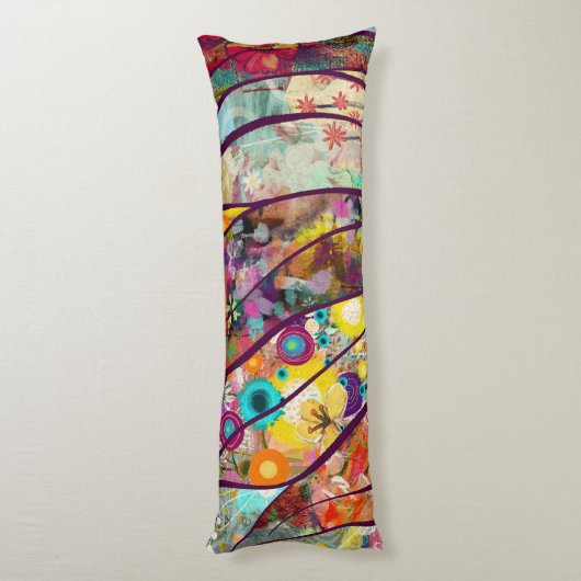 Boho Kaleidoscope - Natuur Geïnspireerde Bloemenku Lichaamskussen (Achterkant (Verticaal))