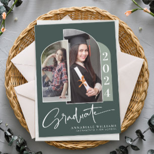 Boho kalligrafie boog twee foto Afstuderen Kaart