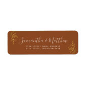 Boho kalligrafie script terracotta bruiloft etiket (Voorkant)