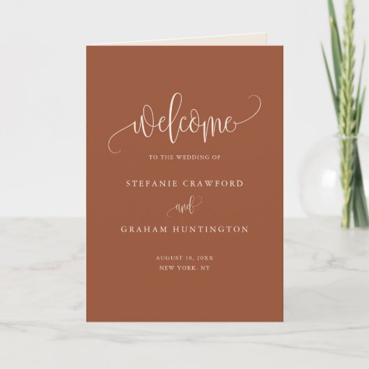 Boho  kalligrafie Terracotta Wedding Booklet Programma (Voorkant)