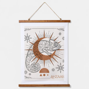 Boho Kameleon Zon en Sterren Reptiel Kunst Hangend Wandkleed