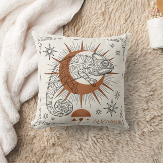 Boho Kameleon Zon en Sterren Reptiel Kunst Kussen