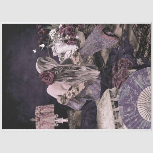 Boho Kamer Portret Vrouw Kitten Bloem Tissuepapier (Voorkant)