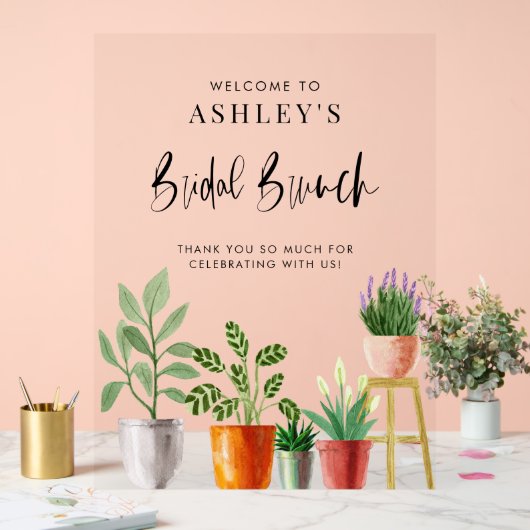 Boho Kamerplanten Bruids Brunch Welkom Acryl Bord (Huwelijk)