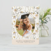 Boho kamille Waterverf Bloemen Foto Afstuderen Kaart (Staand voorkant)