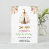 Boho kampeerthemauitnodiging bedankkaart (Staand voorkant)