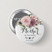 Boho Kaneel Roos Blush Roze Bloemen Bruidsfeest Ronde Button 5,7 Cm (Voorkant /achterkant)