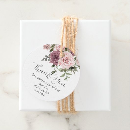 Boho kaneel Roos Blush Roze Bloemen Bruiloft Bedankjes Labels (In situ)