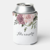 Boho kaneel Roos Blush Roze Bloemen Bruiloft Blikjeskoeler (Blikje Achterkant)