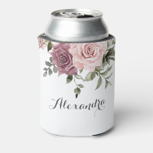 Boho kaneel Roos Blush Roze Bloemen Bruiloft Blikjeskoeler (Blikje Achterkant)