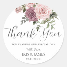 Boho kaneel Roos Blush Roze Bloemen bruiloft gunst Ronde Sticker