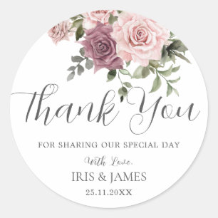 Boho kaneel Roos Blush Roze Bloemen bruiloft gunst Ronde Sticker