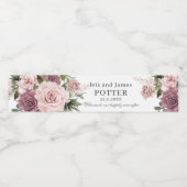 Boho kaneel Roos Blush Roze Bloemen Bruiloft Waterfles Etiket (Enkel label)