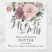 Boho kaneel Roos Blush Roze Bloemen Bruiloft Wijn Etiket (Enkel label)