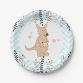 Boho Kangaroo Baby shower Blue Chevron Paper Bord
