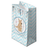 Boho Kangaroo Blue Chevron Floral Gift Bag Klein Cadeauzakje (Voorkant Gekanteld)