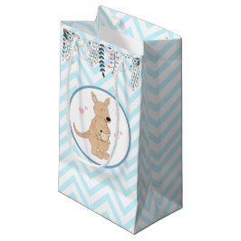 Boho Kangaroo Blue Chevron Floral Gift Bag Klein Cadeauzakje