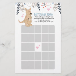Boho Kangaroo Boy Baby shower Bingo Game