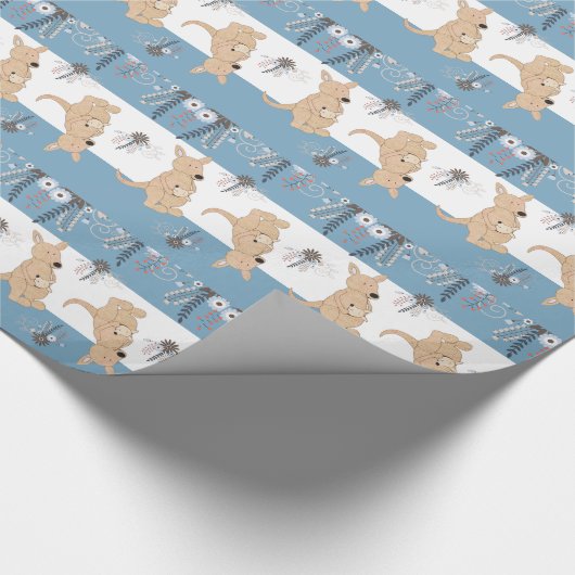 Boho Kangaroo Boy Baby shower Wrapping Paper Cadeaupapier (Hoek)